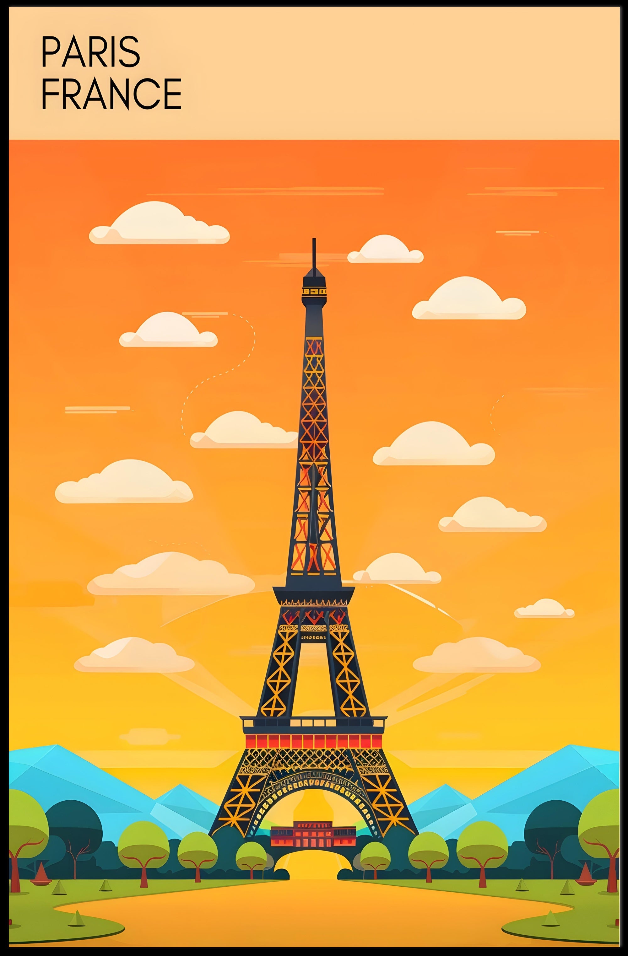 Paris at Sunset Poster