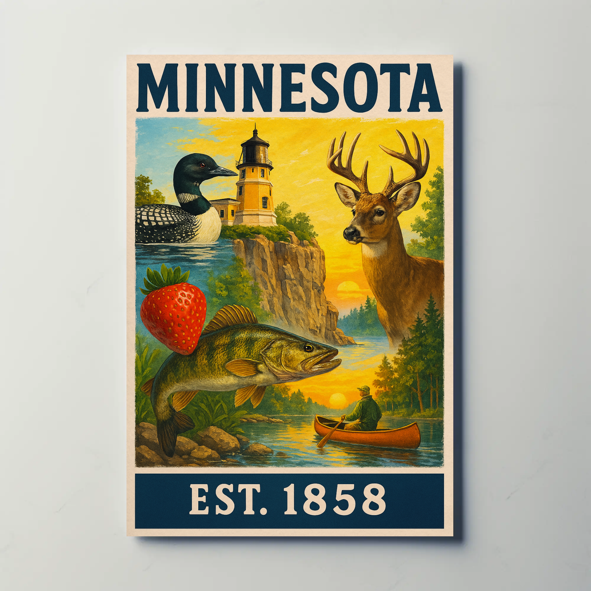Vintage Minnesota Nostalgia Travel Poster