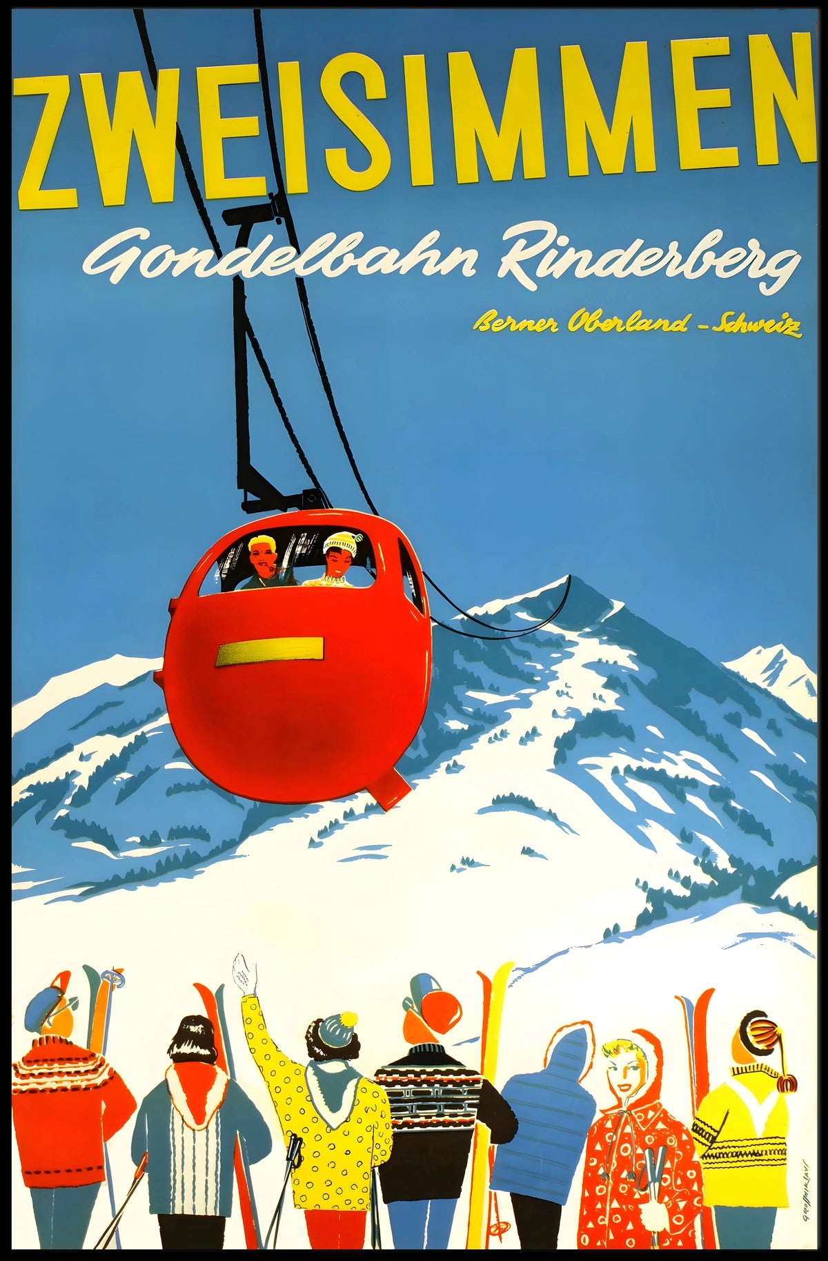 Zweisimmen Gondelbahn Rinderberg Poster