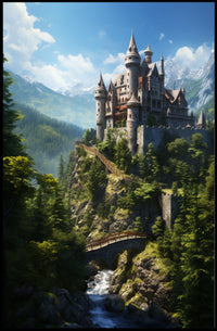 Enchanted Castle In The Mountains Poster PosterGoat