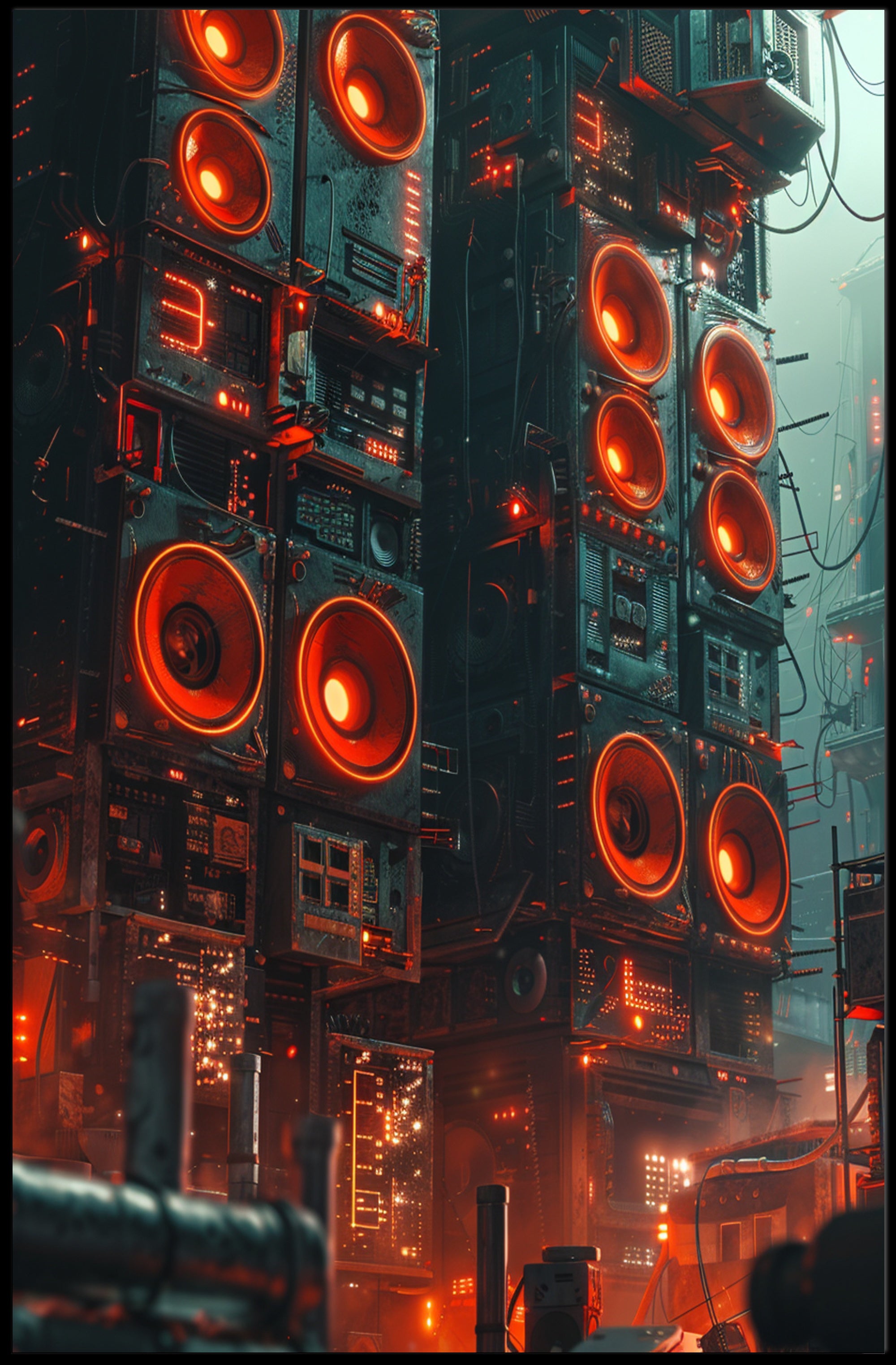 Futuristic Cyberpunk Cityscape Poster: Urban Energy Vibes PosterGoat
