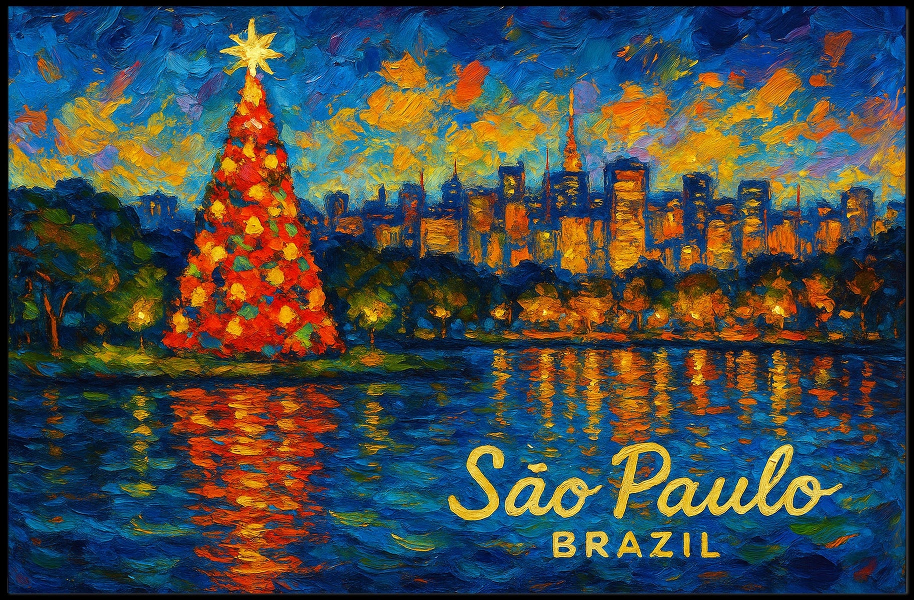 SΓ£o Paulo Christmas Celebration Poster