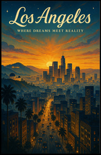 Los Angeles Dreamy Sunset Urban or Cityscape Poster
