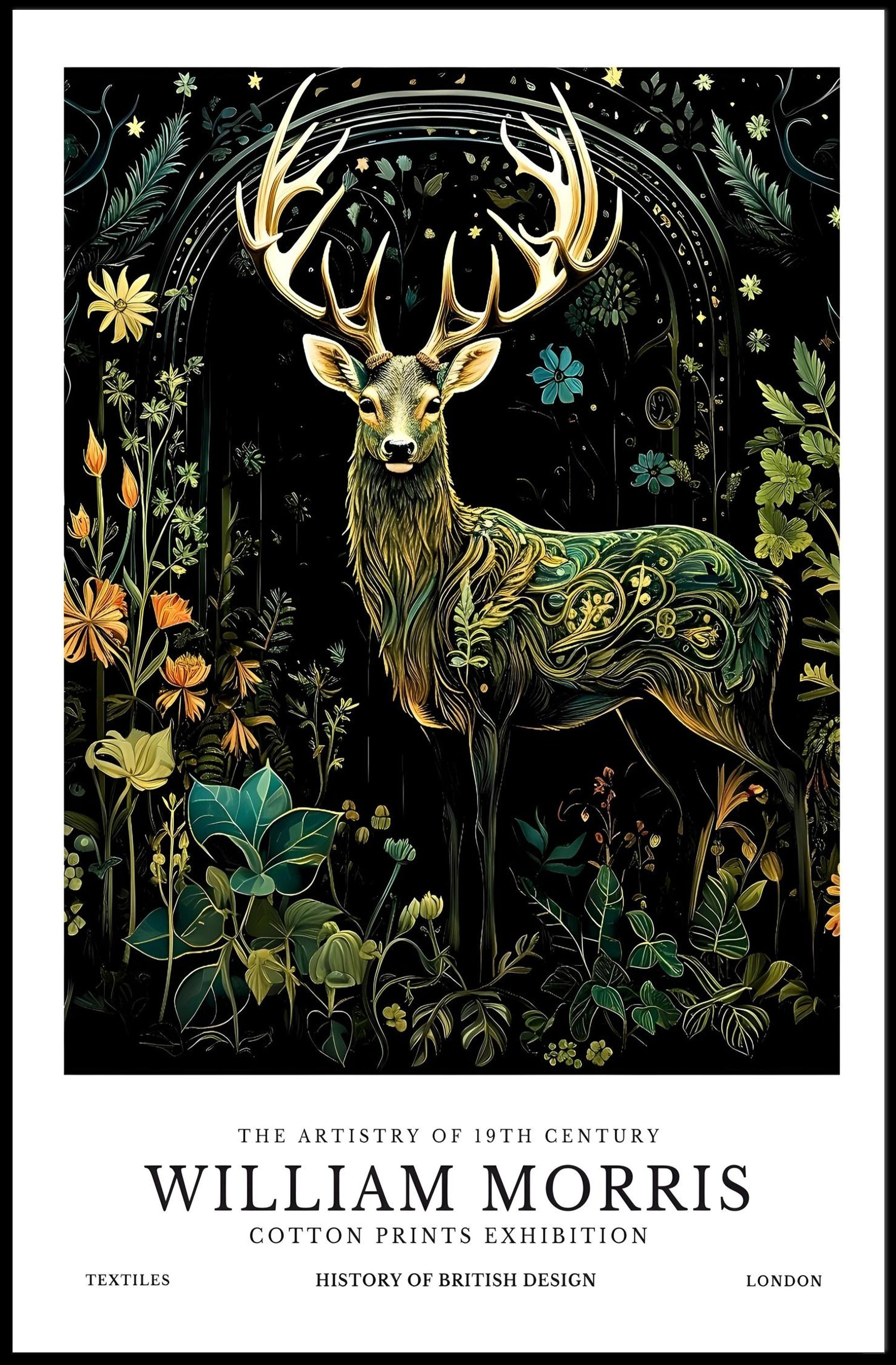 Majestic Stag in Nature-inspired Artistic Poster