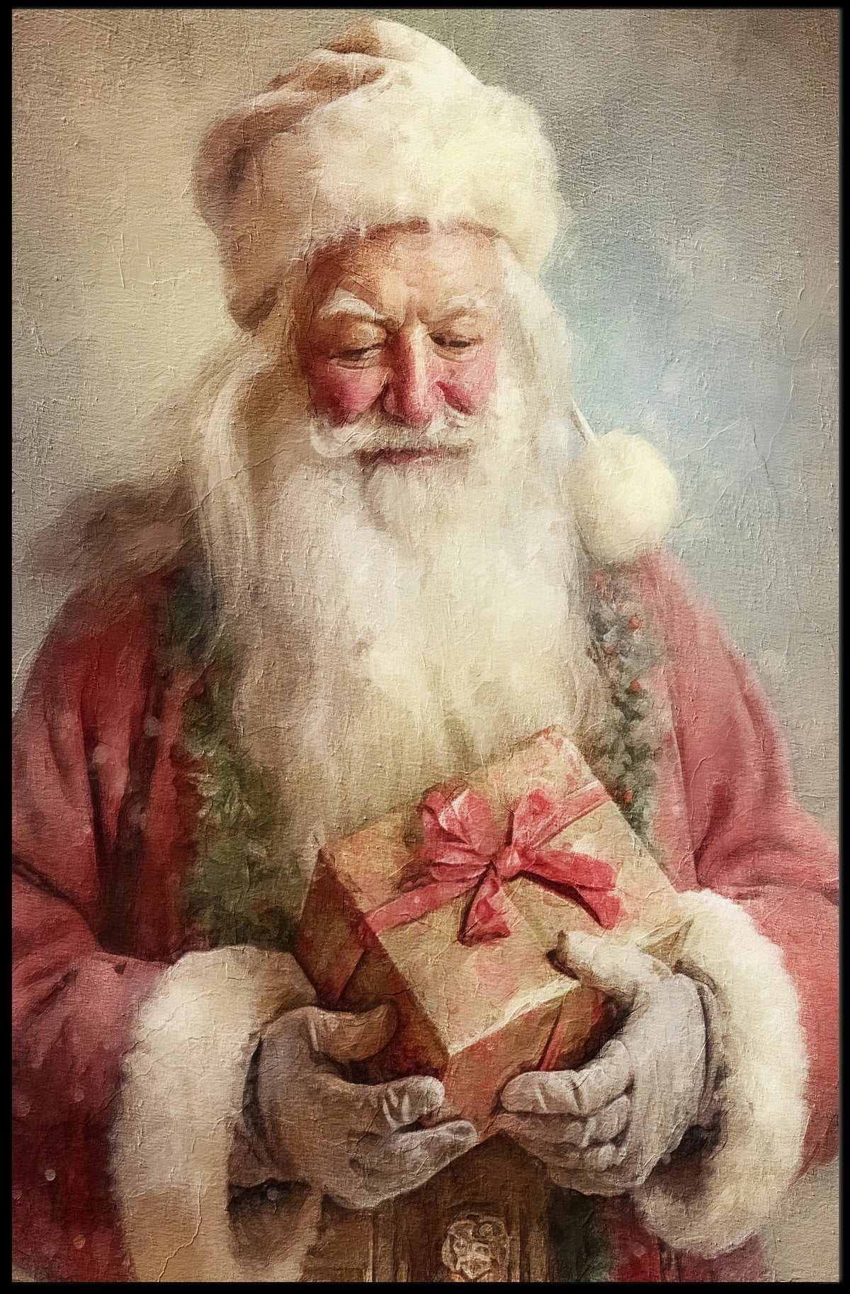 Santa Claus With A Gift Poster