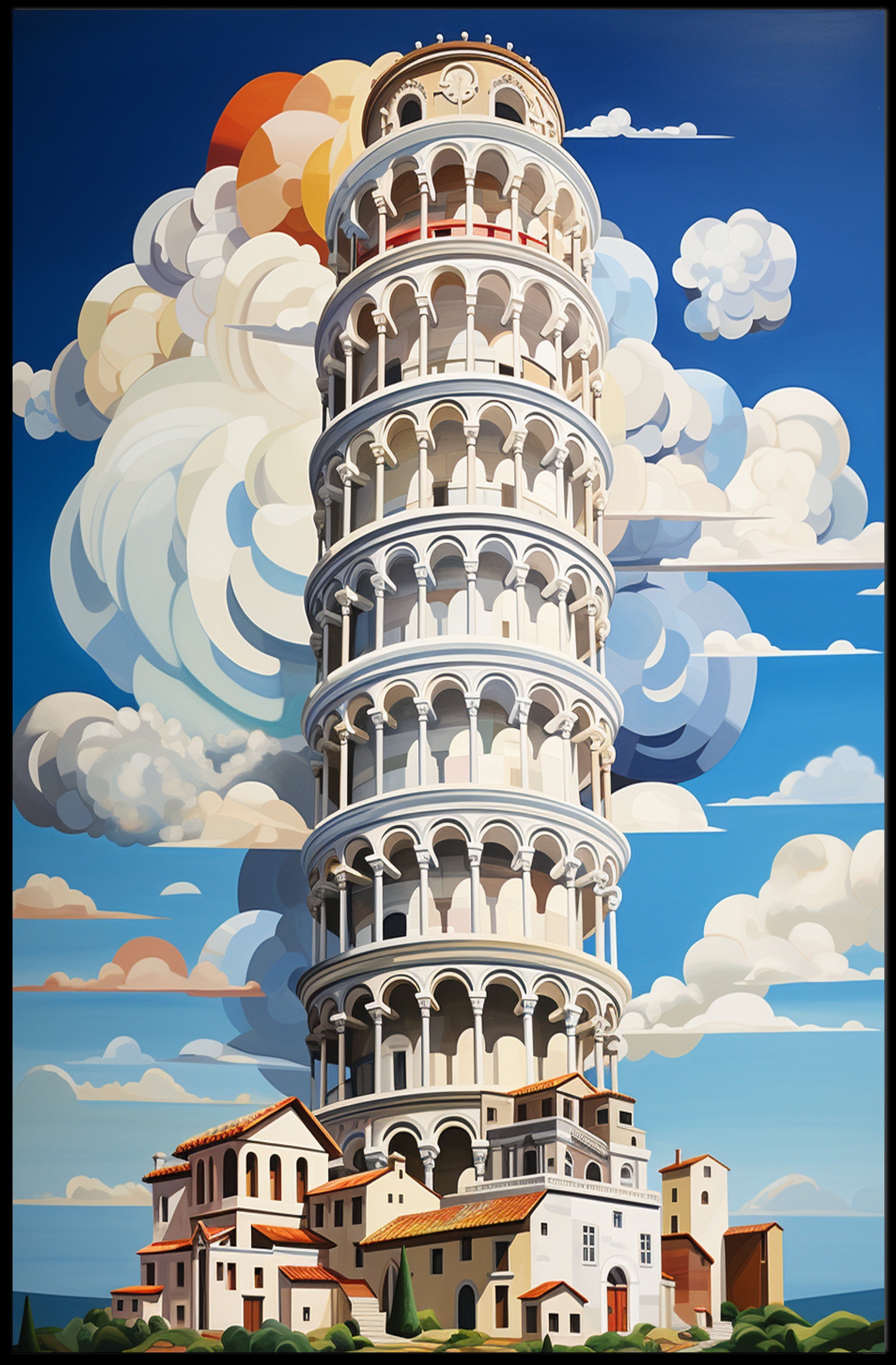 The Leaning Tower Of Pisa Artistic Poster PosterGoat