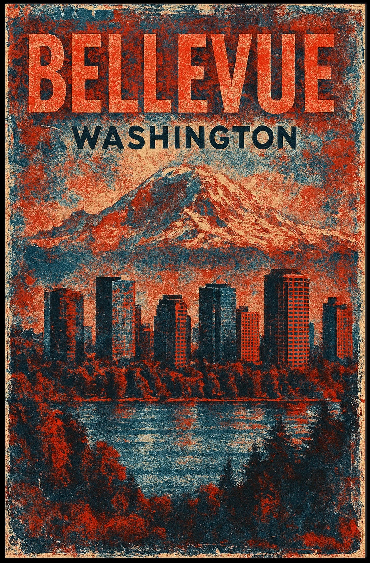 Bellevue Skyline Realism Wanderlust Poster