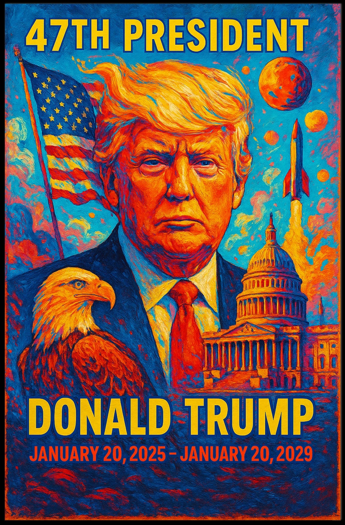 Donald Trump Torchbearer Liberty Patriotic Icon Pop Art Vibrant Leadership Poster