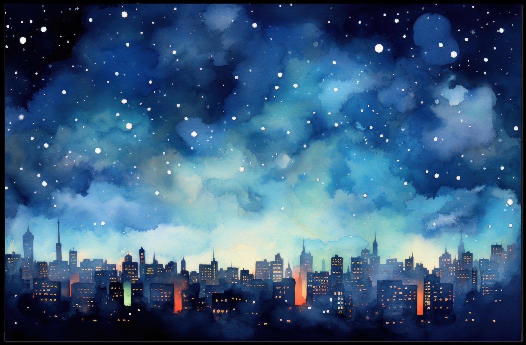 Starry Night Over the City Poster