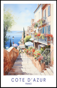 Côte d'Azur Watercolor Scenic Travel Poster PosterGoat