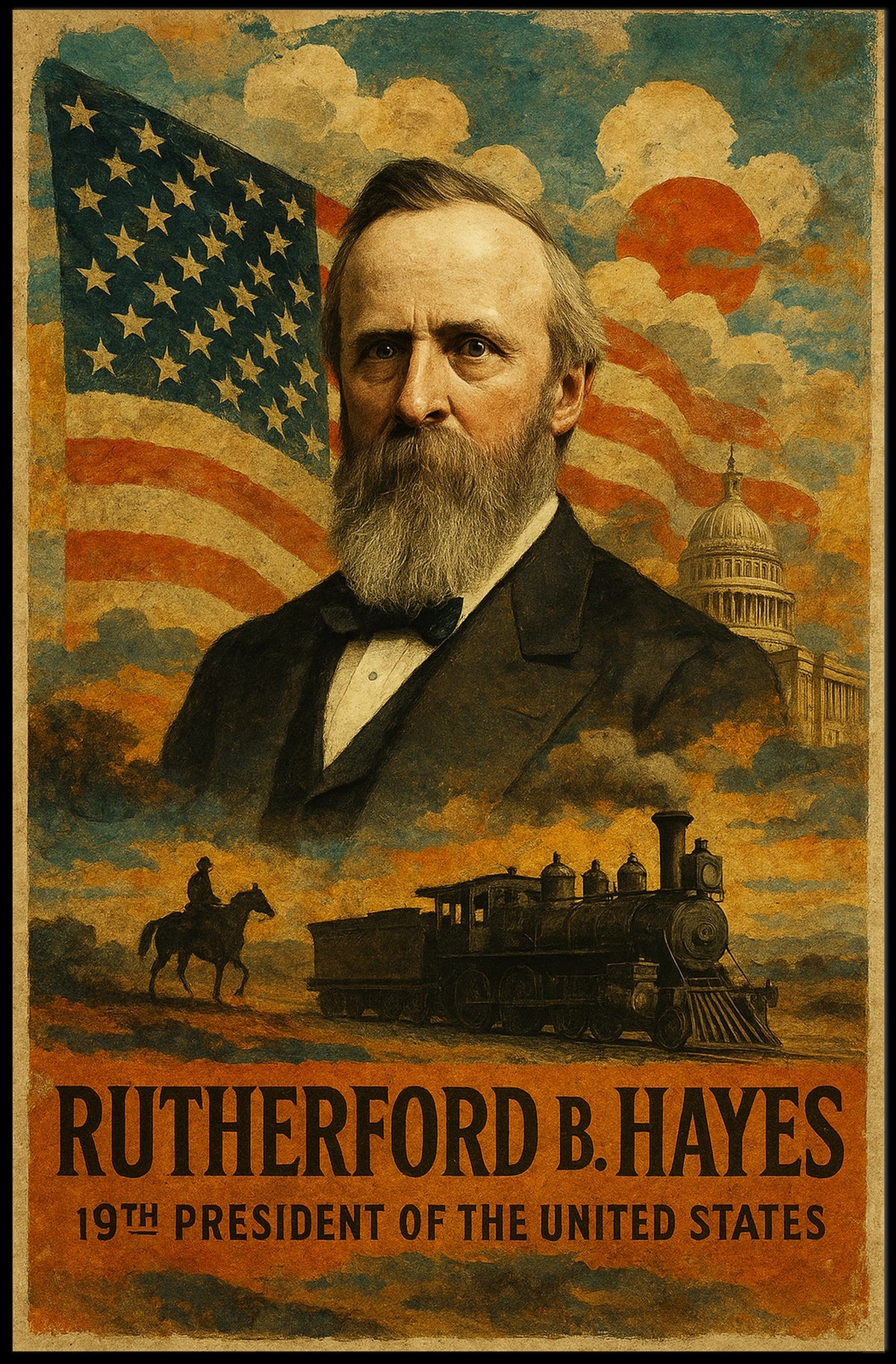 Rutherford B. Hayes 19th President of the United States Layered Digital Collage Poster