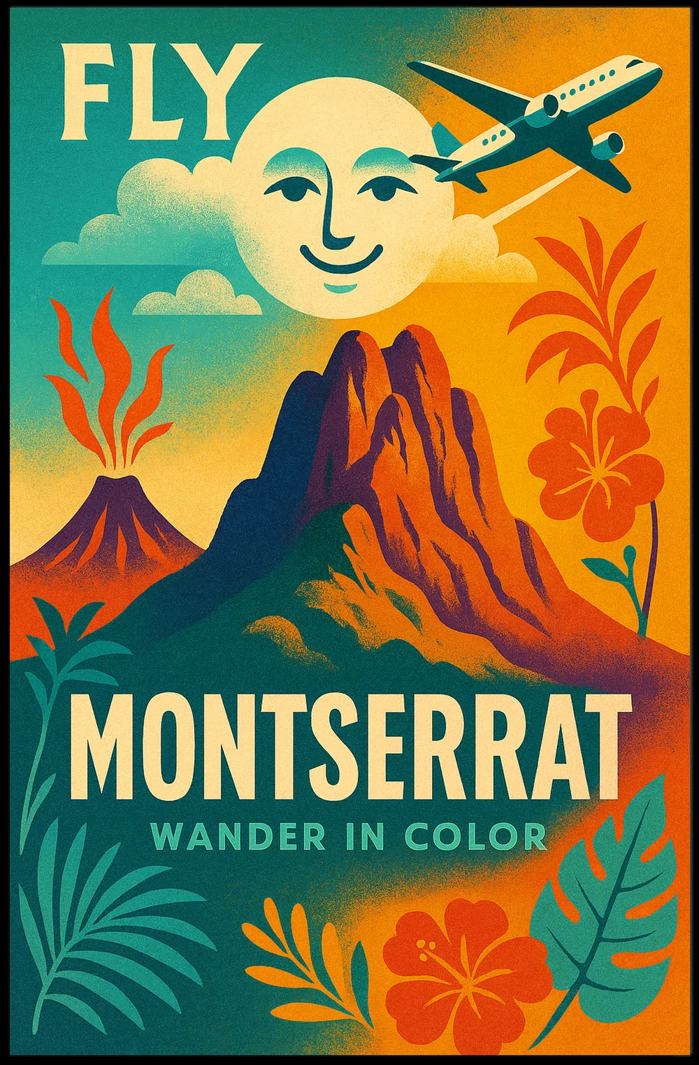 Explore Montserrat Vibrant Retro Travel Poster PosterGoat