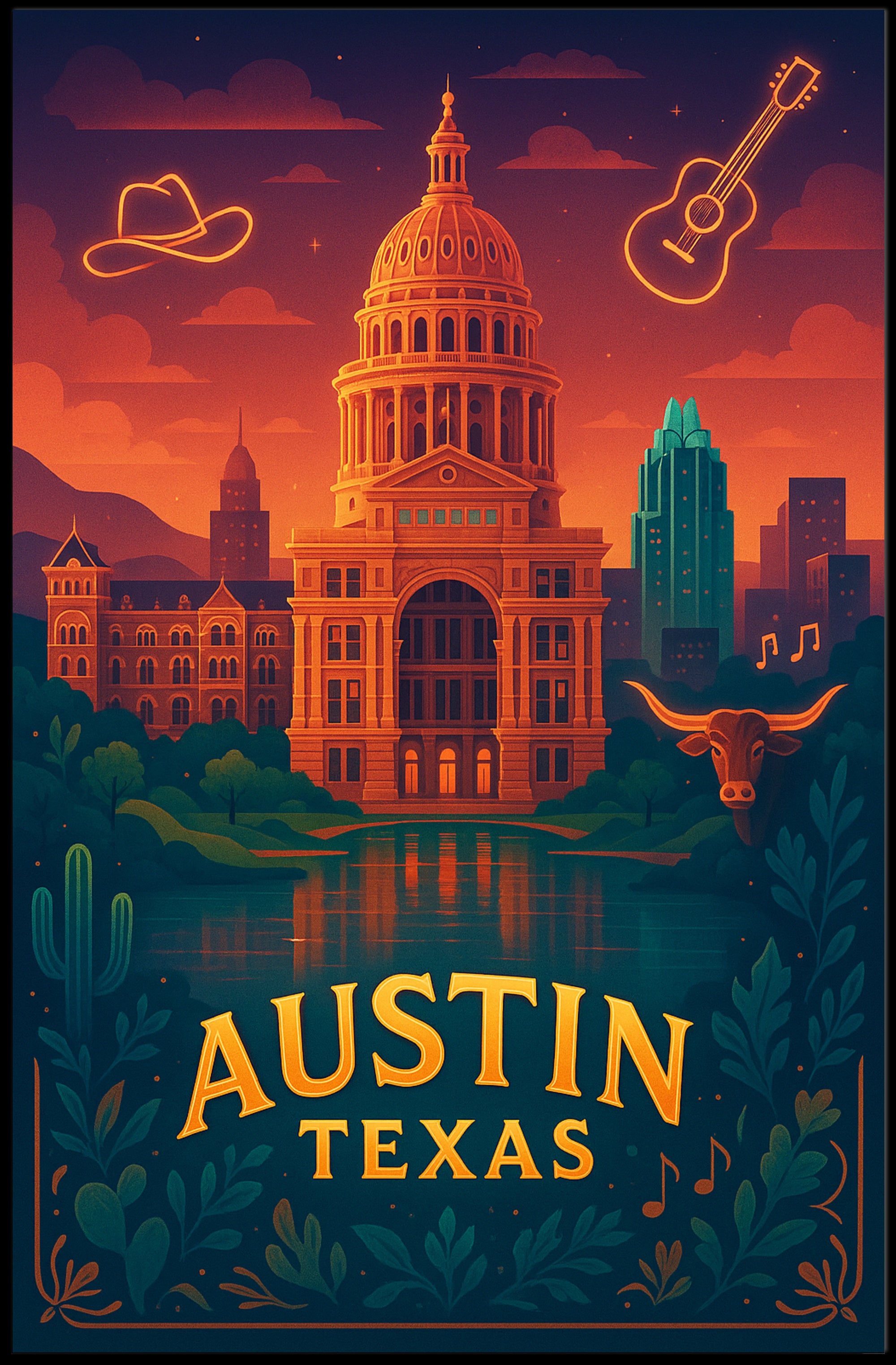 Vibrant Austin Cityscape Poster