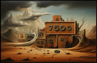 Surreal Desert Clockscape Art Print Futuristic Sci-Fi Poster