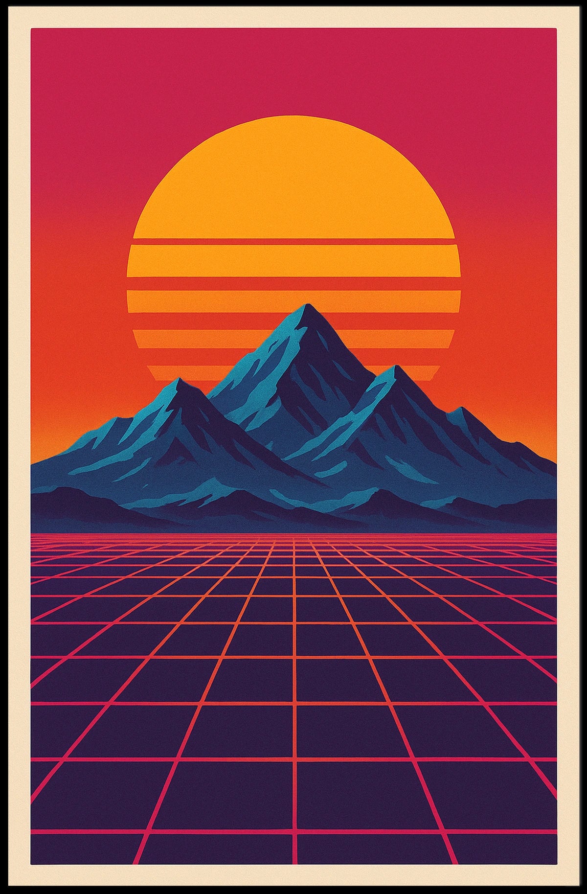 Retro-Futuristic Sunset Synthwave Futuristic Sci-Fi Poster