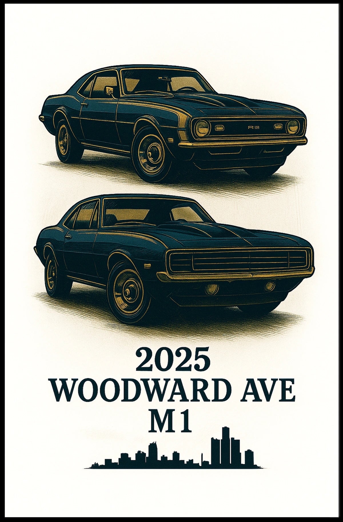 Classic Cars on Woodward Ave Poster