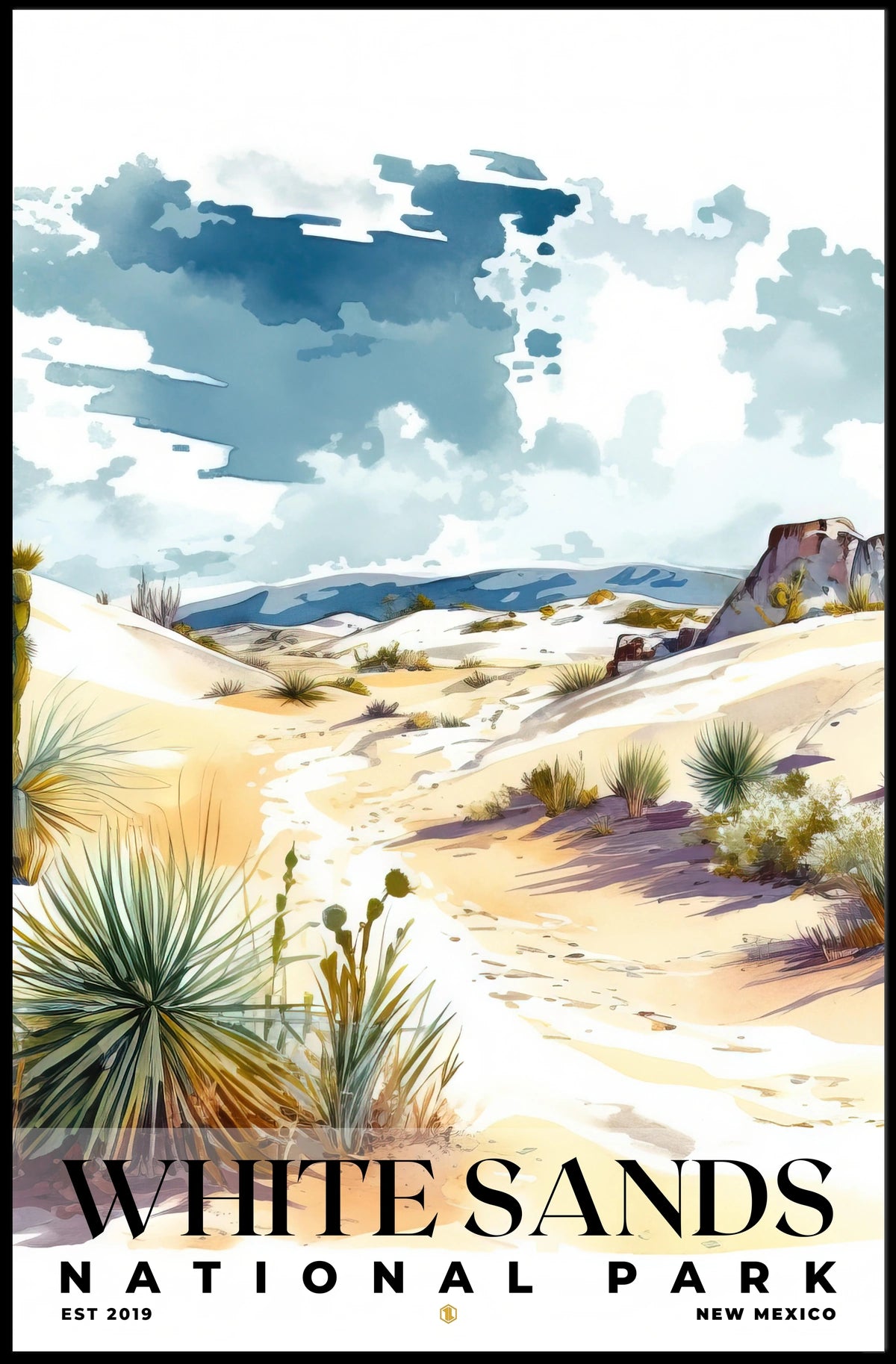 White Sands Watercolor Wall Art Poster