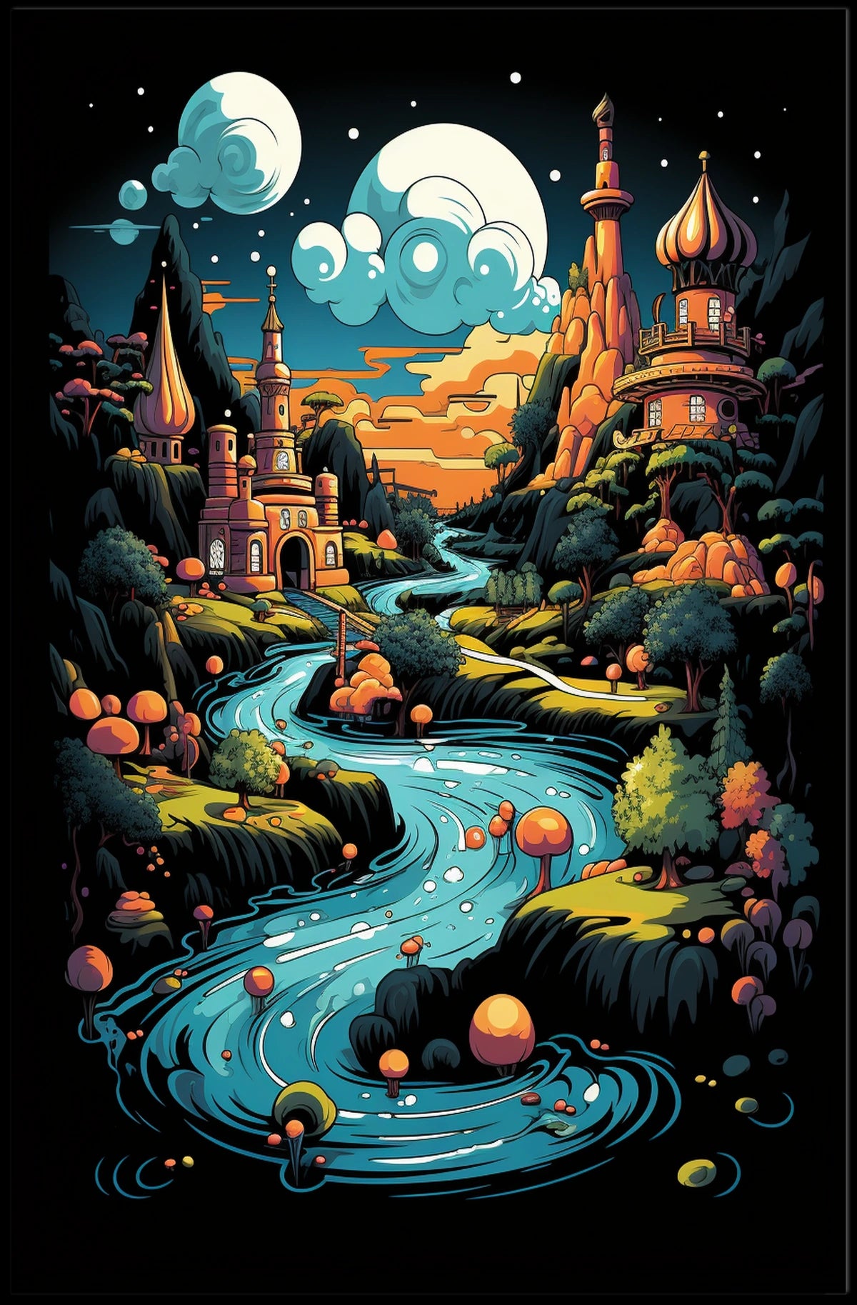Whimsical Landscape Fantasy Realm Art Poster