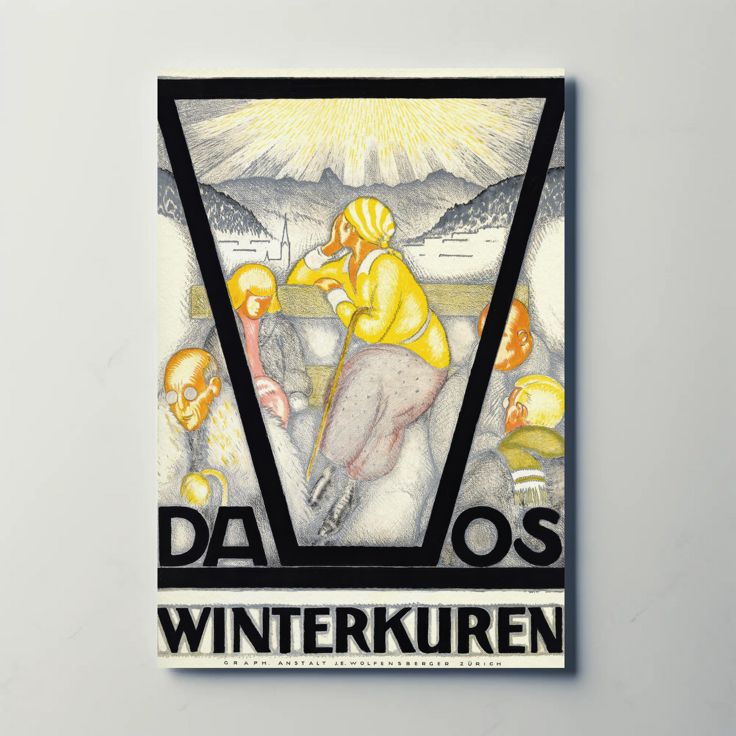 Davos Winterkuren Vintage Poster