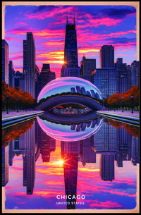 Chicago's Iconic Skyline at Sunset Poster