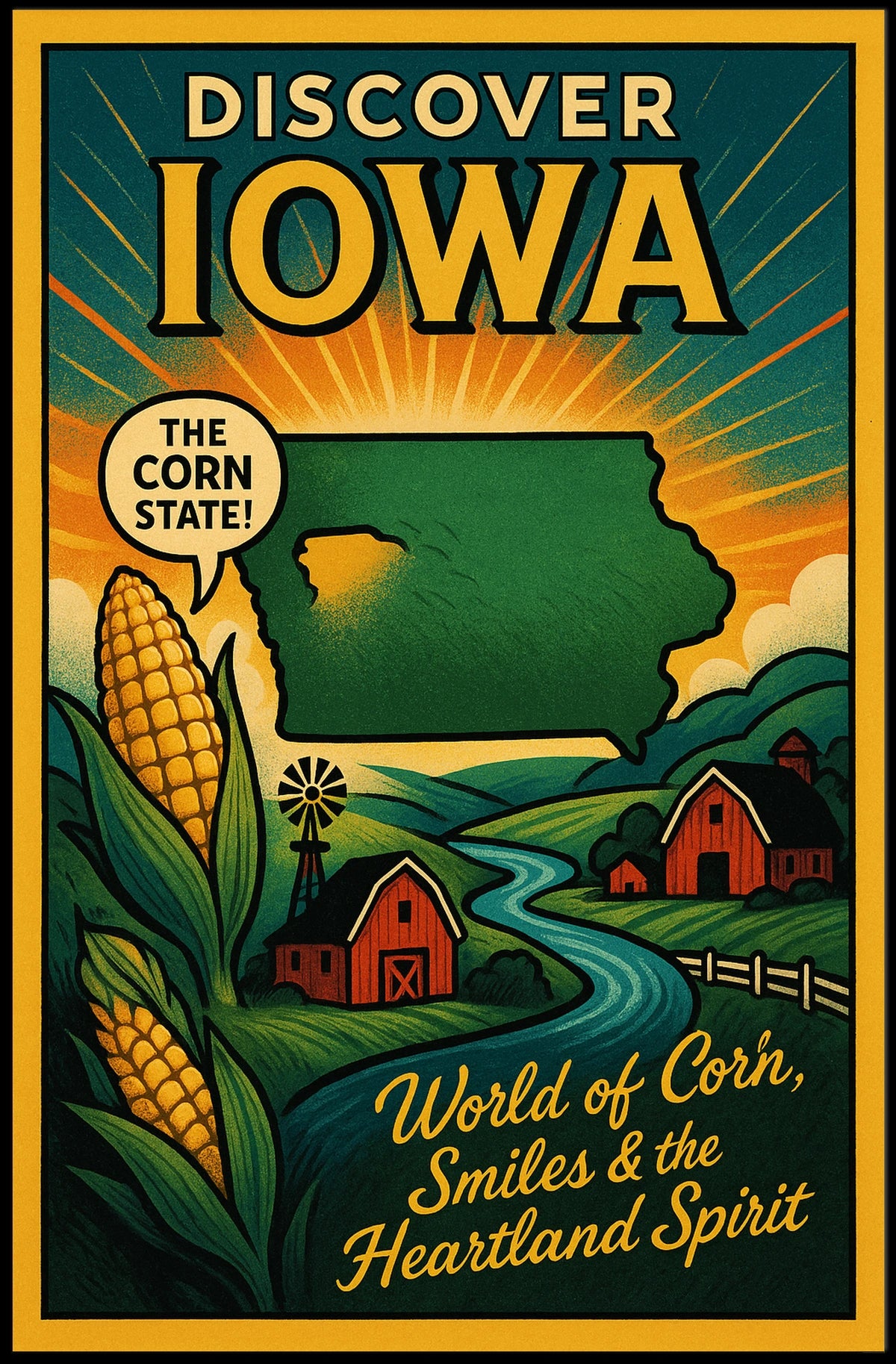 Discover Iowa The Corn State Poster