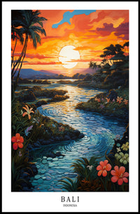 Bali Sunset Tropical Getaway Travel Poster PosterGoat