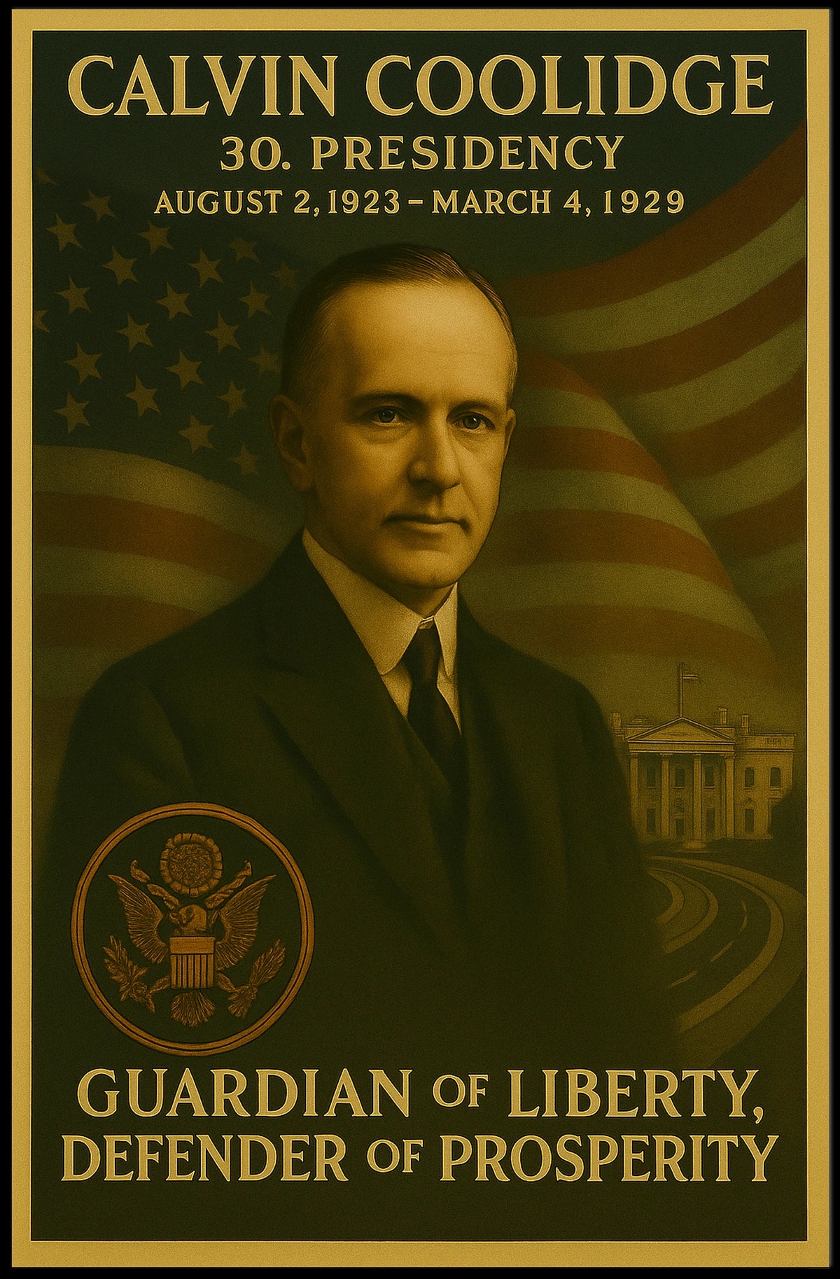 Calvin Coolidge Portrait Guardian of Liberty Historical Poster