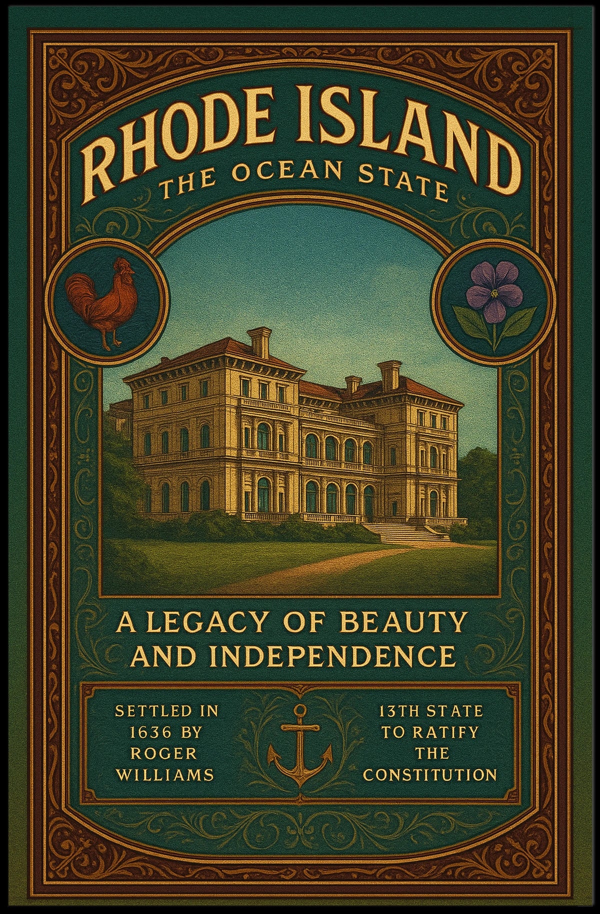 Rhode Island The Ocean State Poster