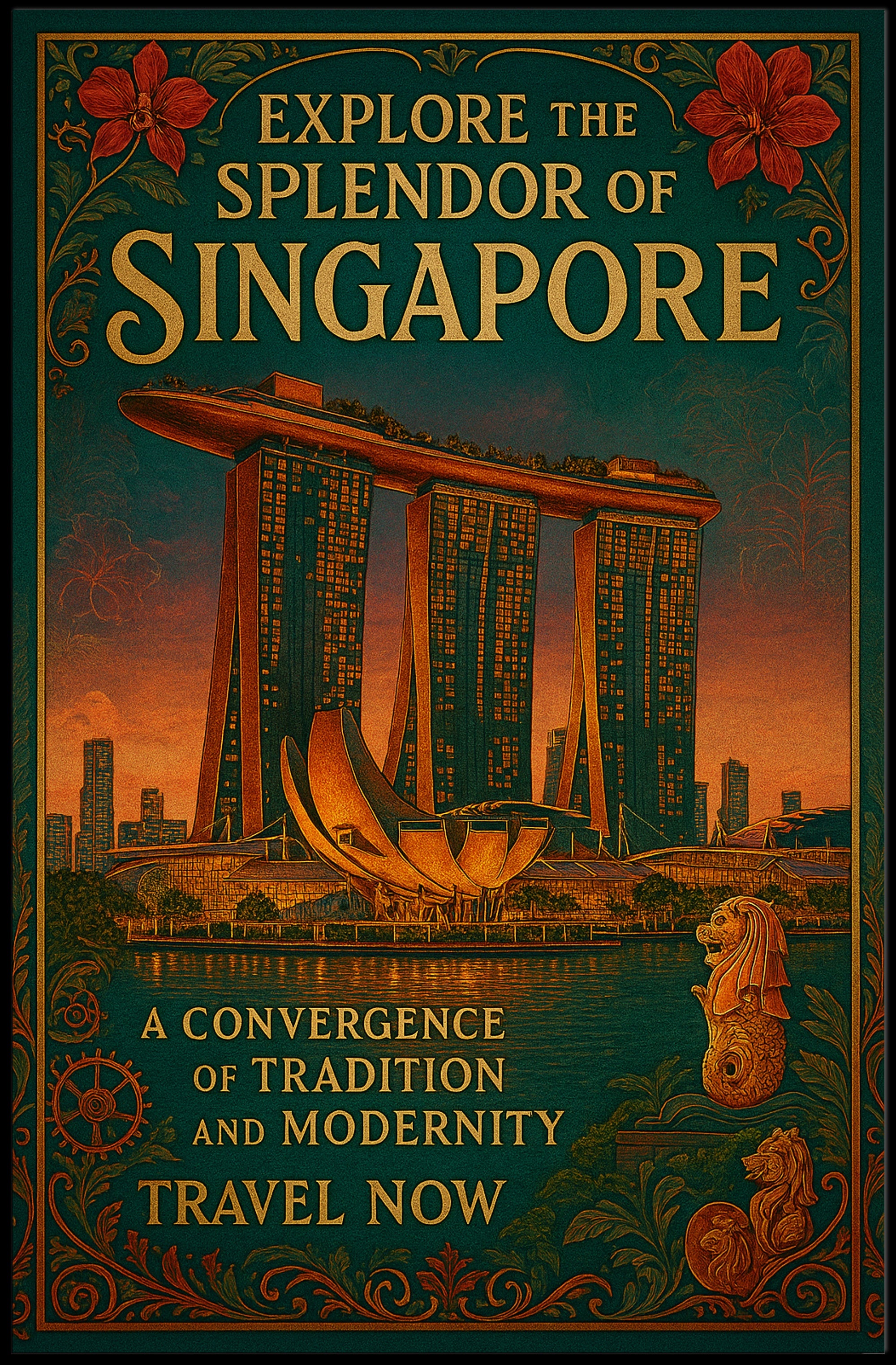 Singapore Vintage Travel Poster Wall Art Print