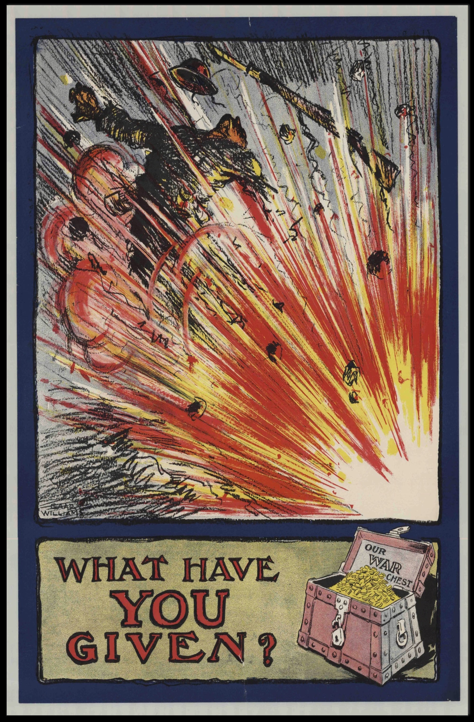 Vintage Explosion Battlefield Illustration: Striking Political or Propaganda Poster