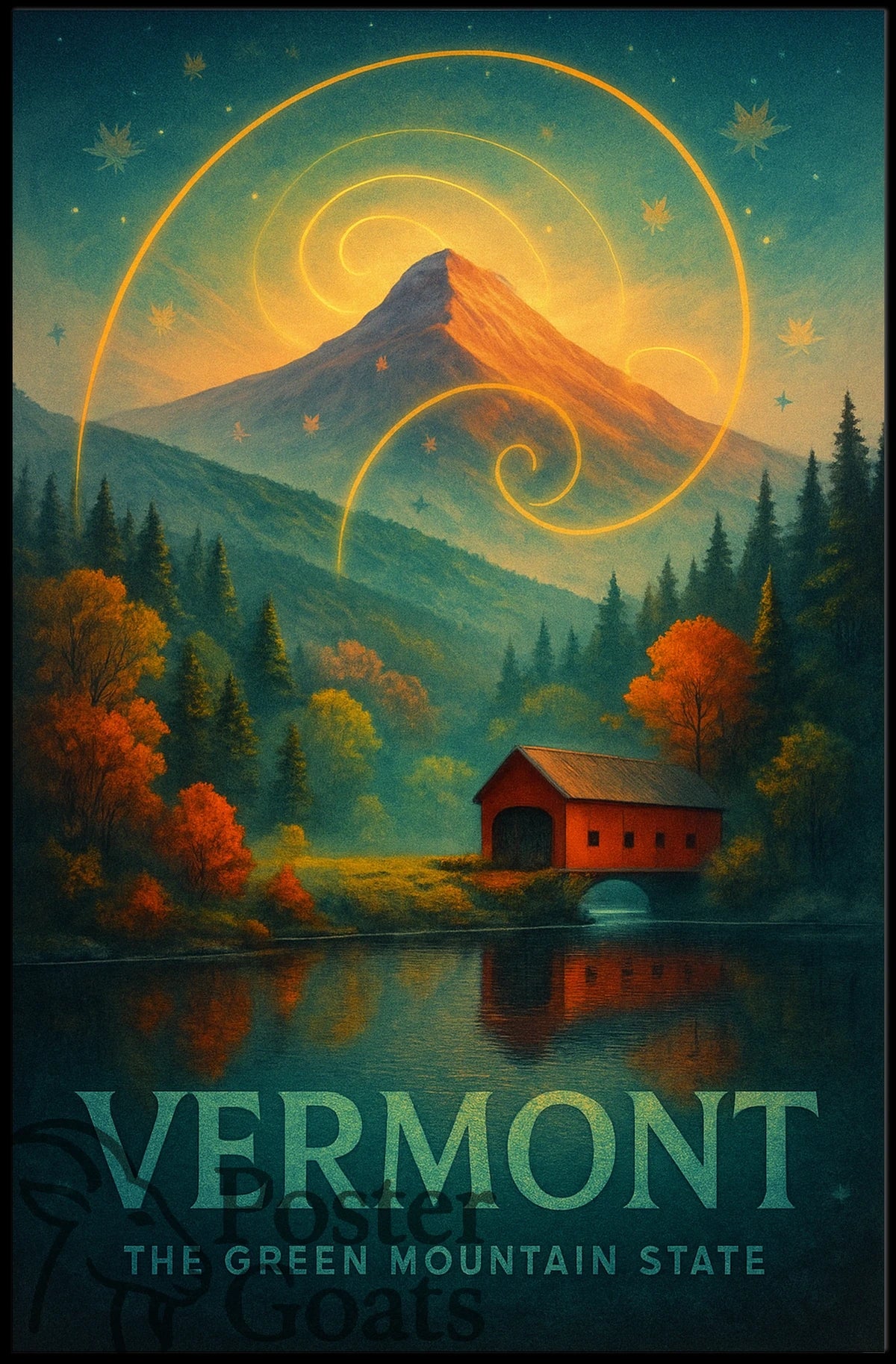 Vermont Autumn Surrealism Travel Poster