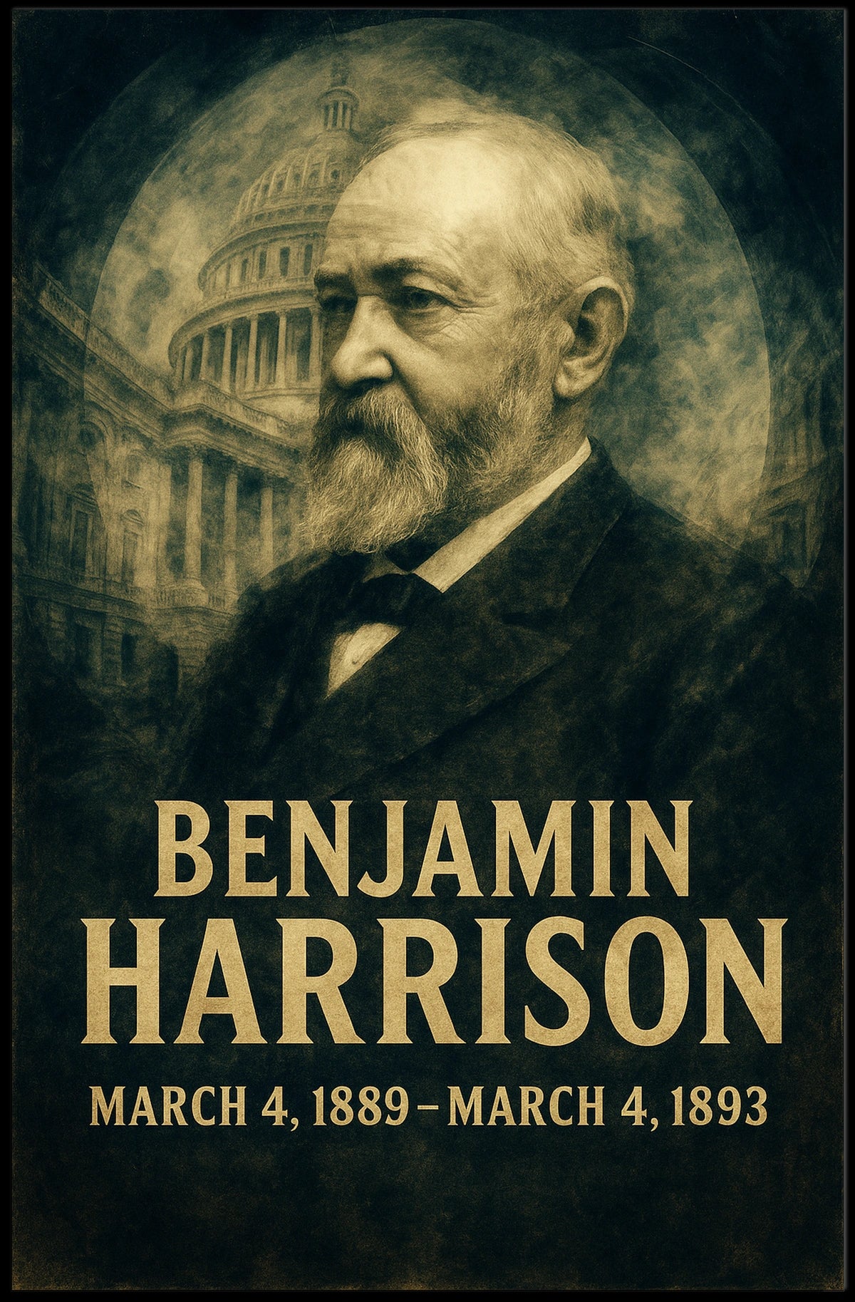 Benjamin Harrison 23rd President of the United States Double Exposure Poster