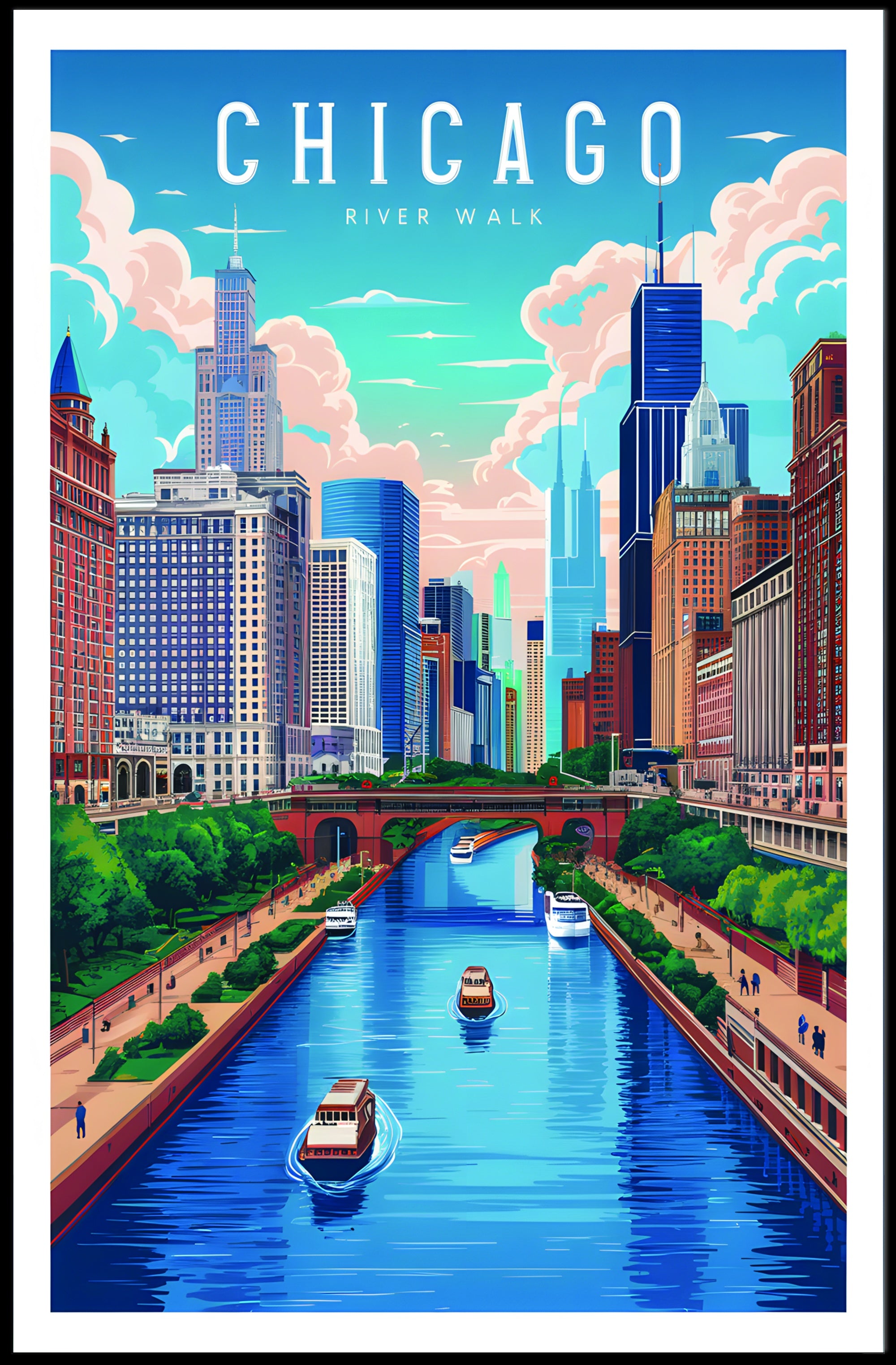 Chicago River Walk Poster