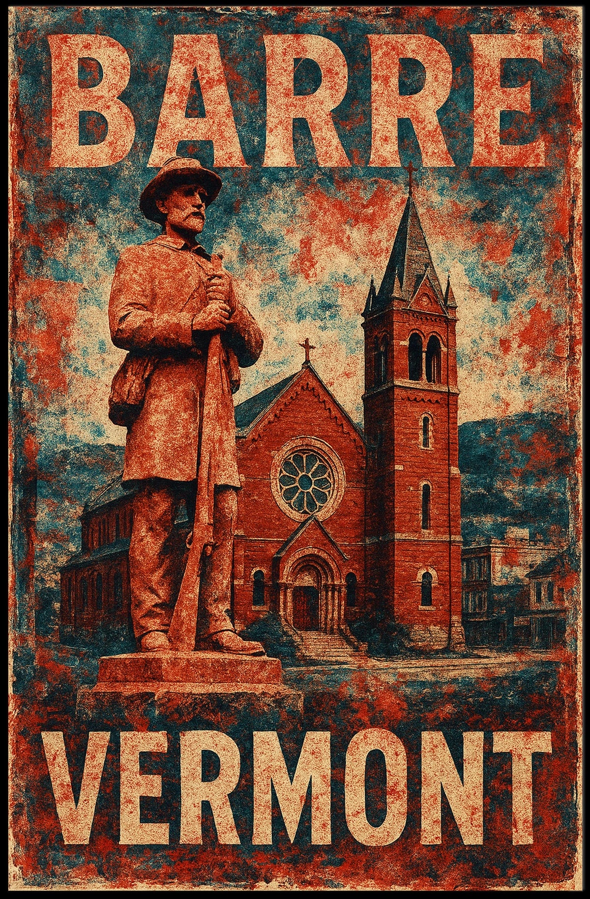 Barre Vermont Tribute Scenic Vintage Poster