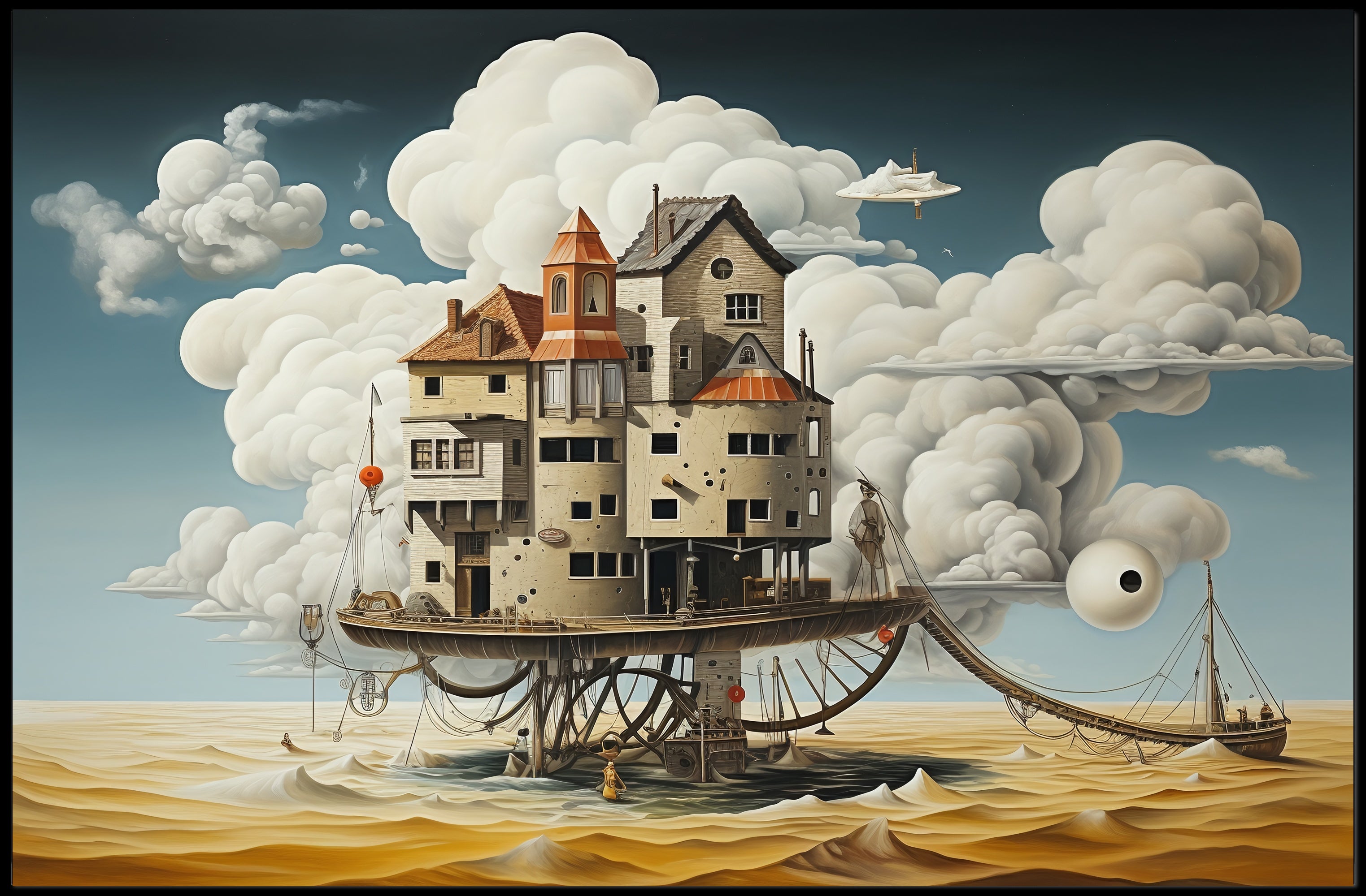 Surreal Dreamscape with Mechanical Houses - Fantasy or Mythology Poster