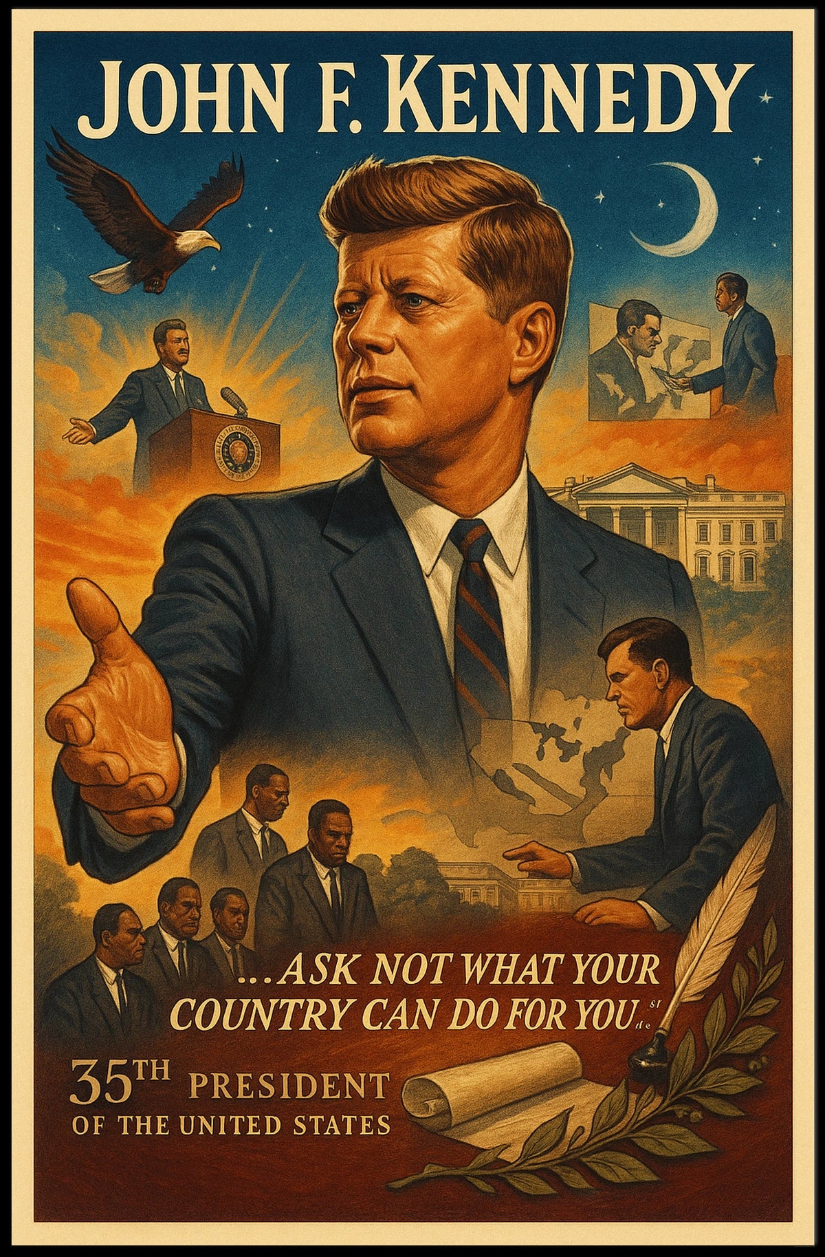 Patriotic Vintage Poster: Inspire Leadership and Civic Duty