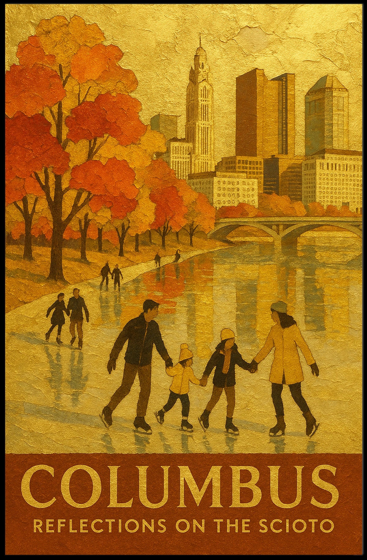 Columbus Reflections On The Scioto Poster