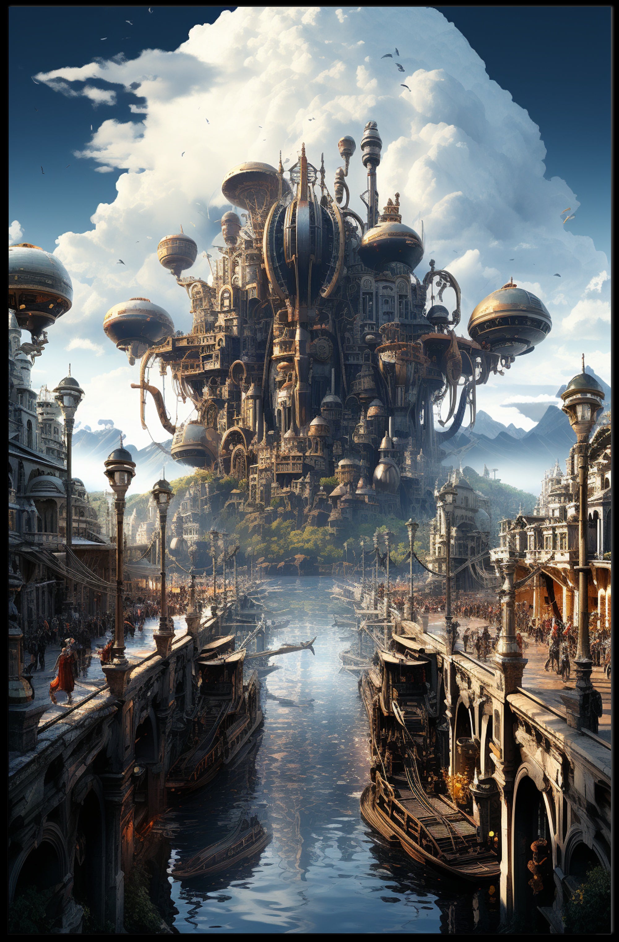 Steampunk Cityscape Poster