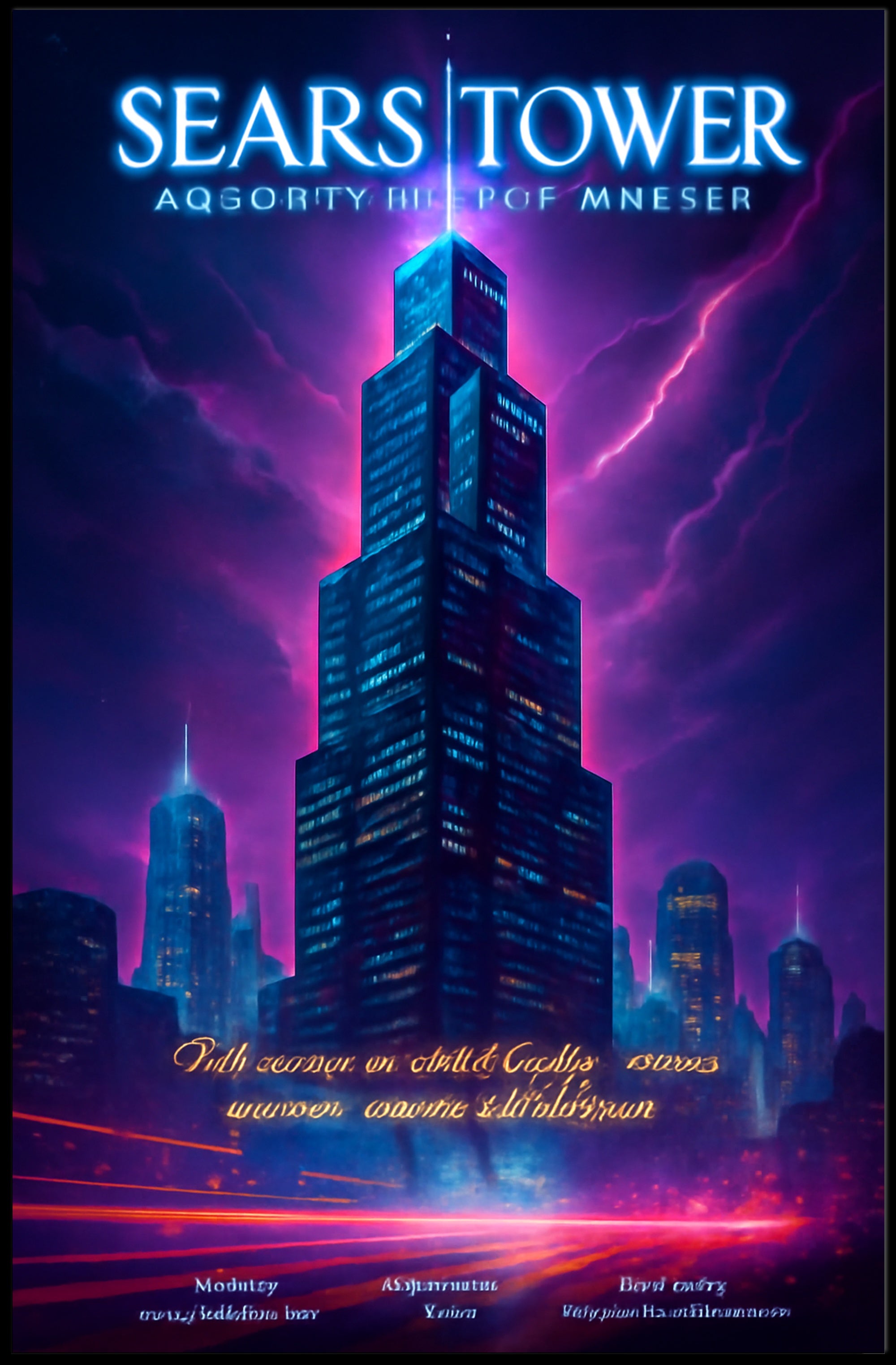 Chicago Skyline Lightning Storm Art: Urban or Cityscape Poster PosterGoat