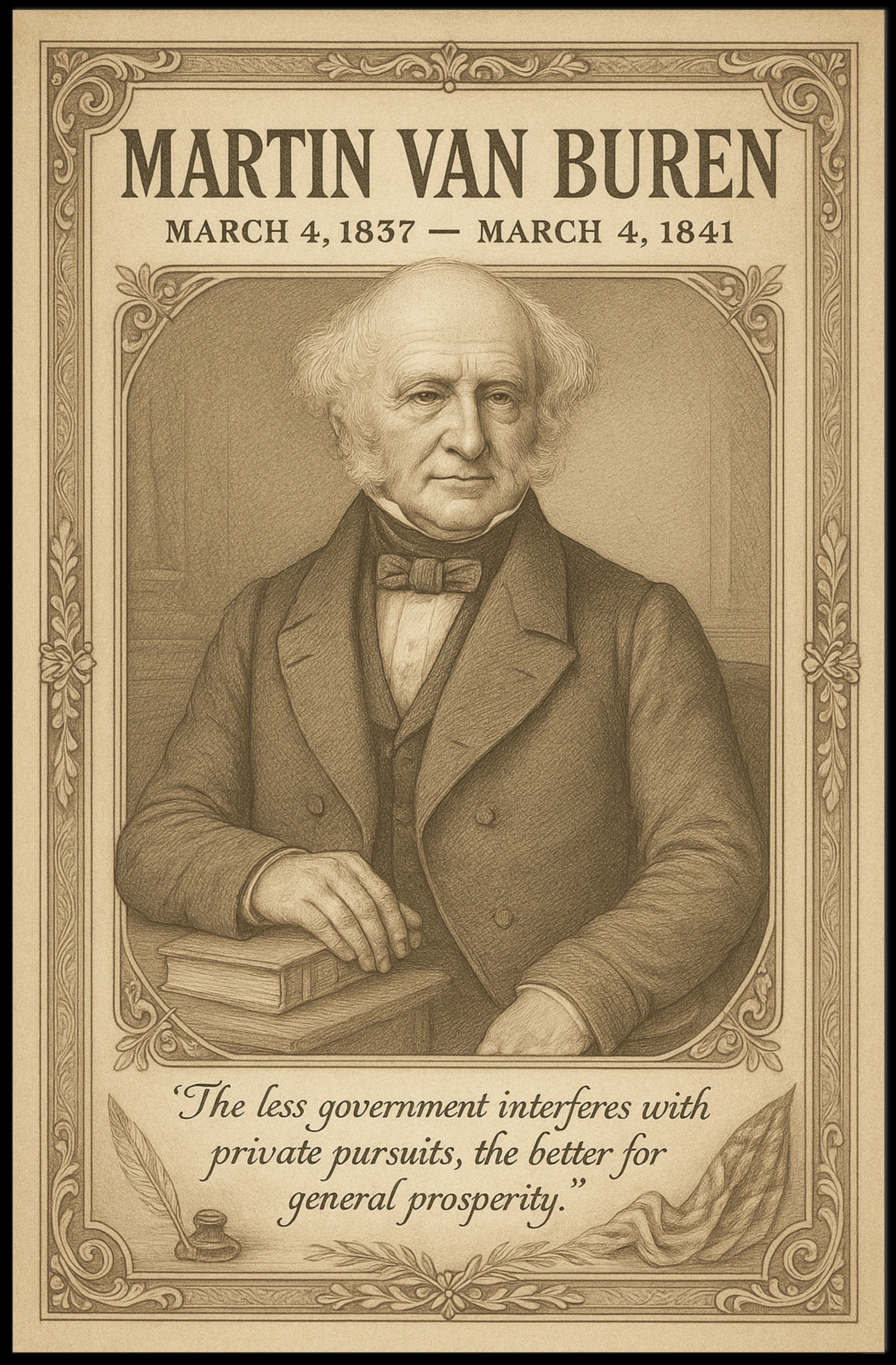 Martin Van Buren 8th President Sketch Poster Art Print Decor PosterGoat