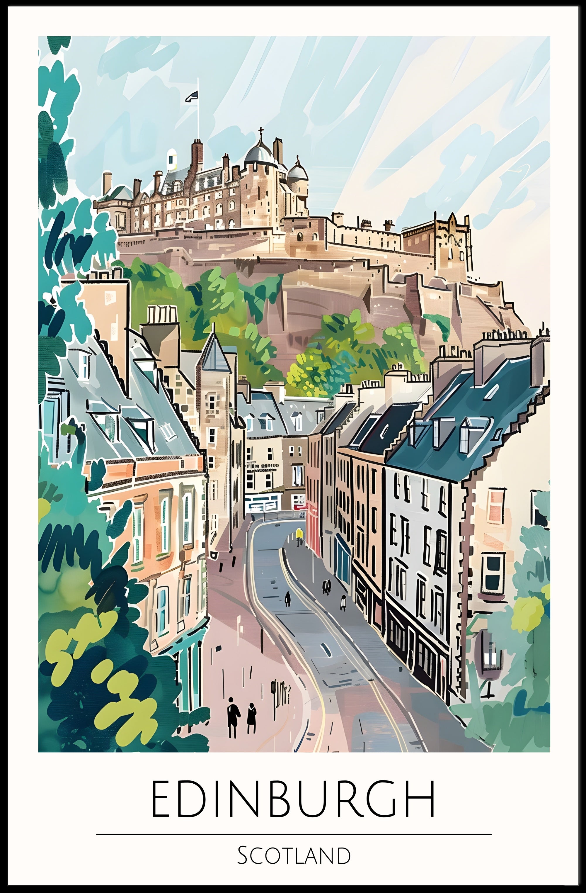 Edinburgh Scenic Illustration Poster PosterGoat