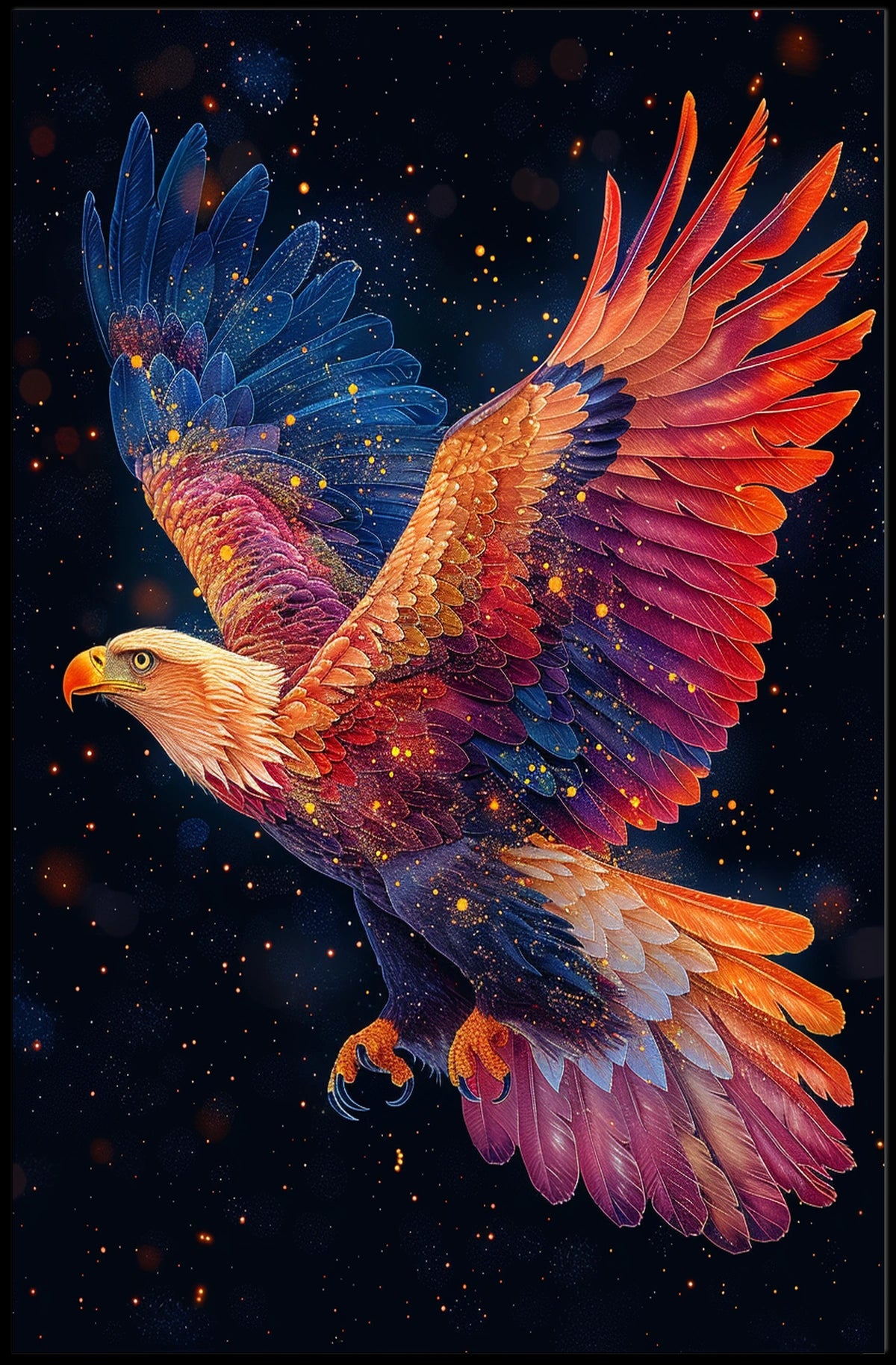 Majestic Cosmic Eagle Surreal Art Poster Print