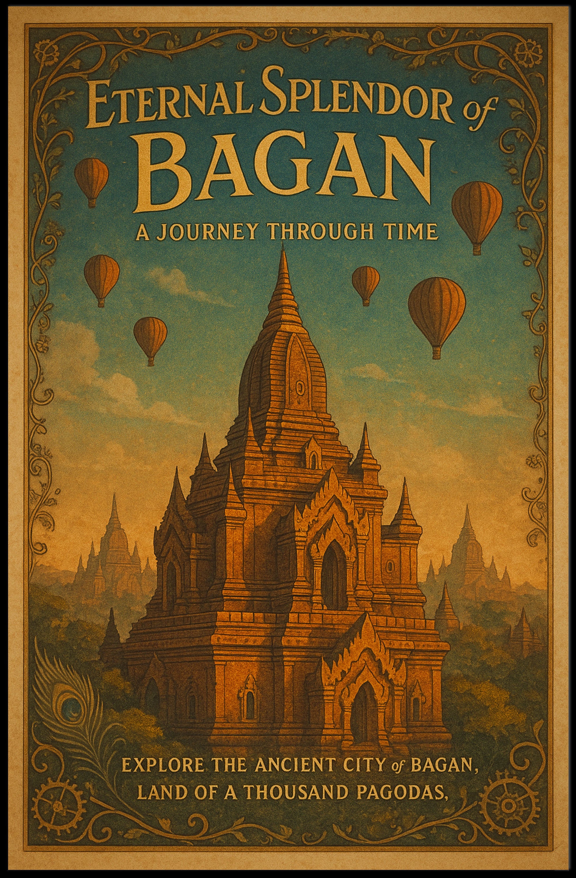 Bagan Vintage Travel Poster Wall Art Print
