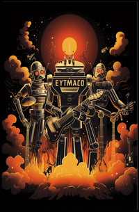 Robot Rock Revolution Cyberpunk Futurism Techno Poster