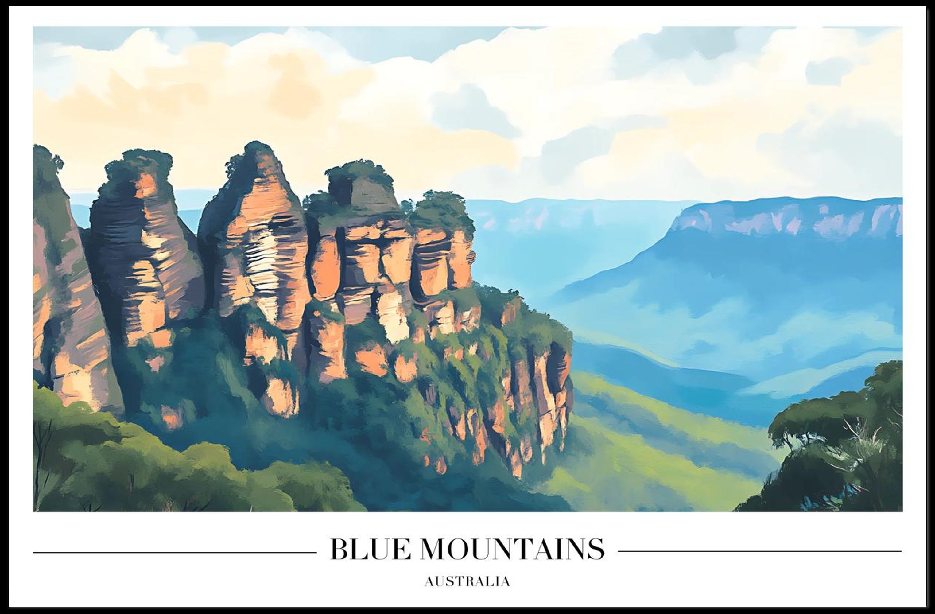 Blue Mountains Scenic Travel Poster