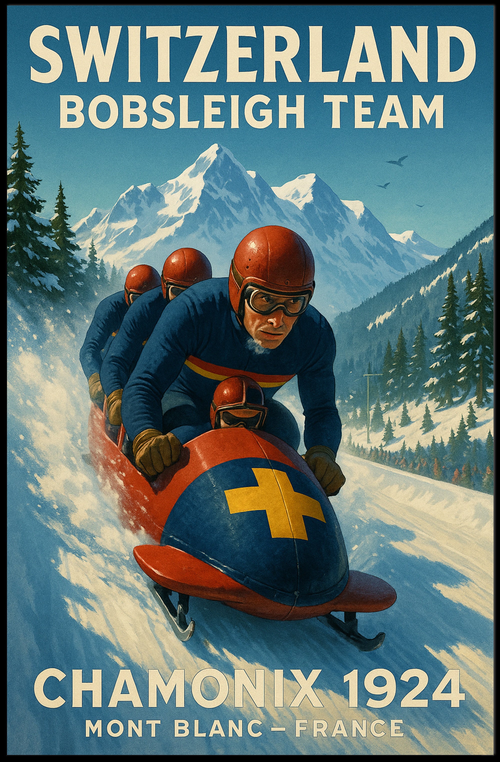 Switzerland Bobsleigh Team Chamonix 1924 Poster