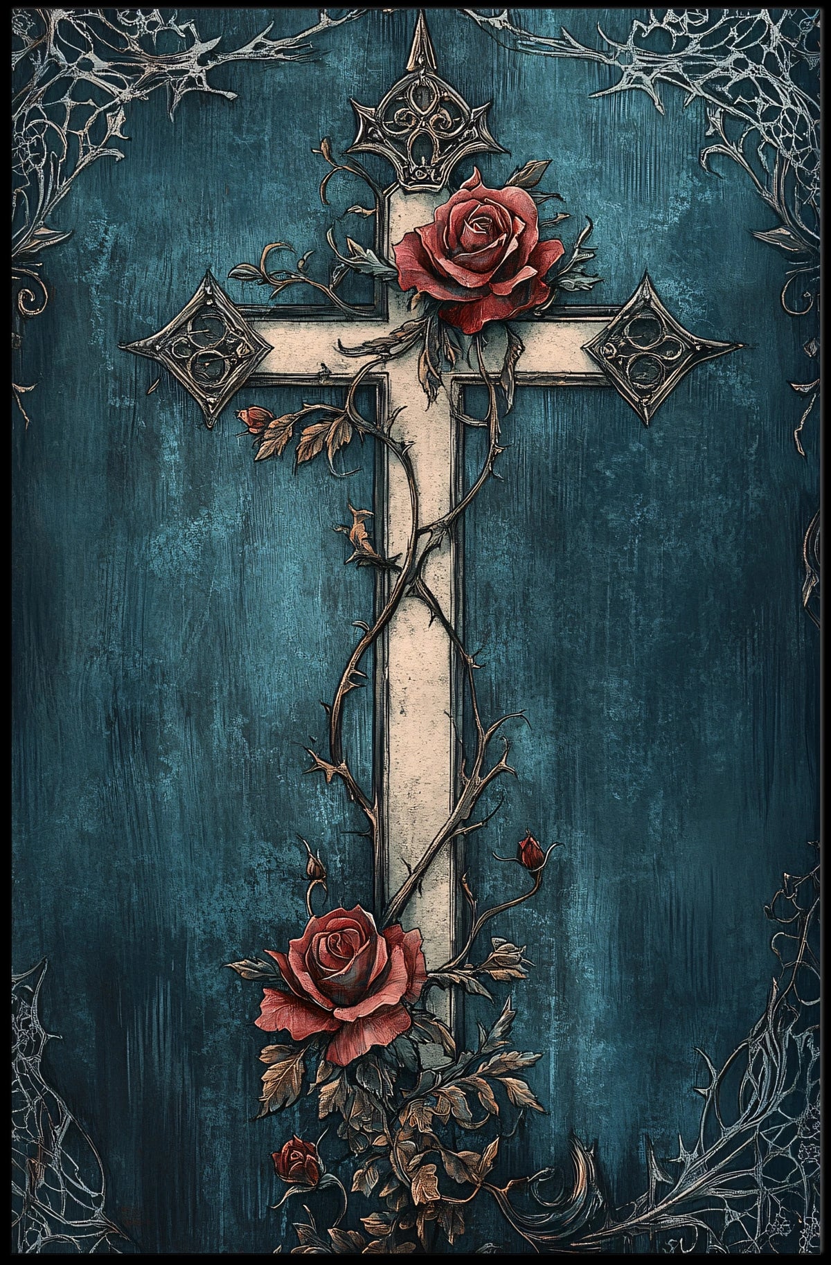 Roses and Thorns Gothic Design Artistic and Pop Culture Poster