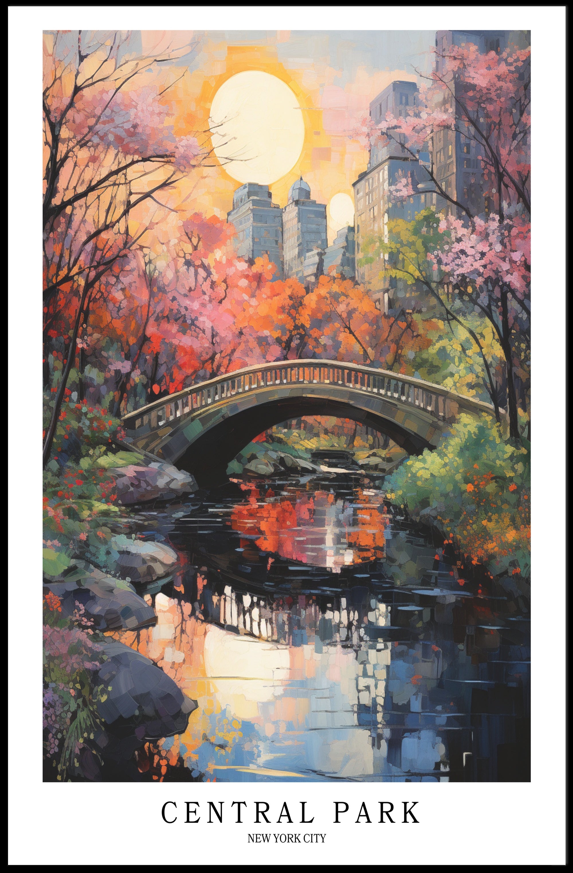 Central Park Autumn Impressionism Urban or Cityscape Poster PosterGoat