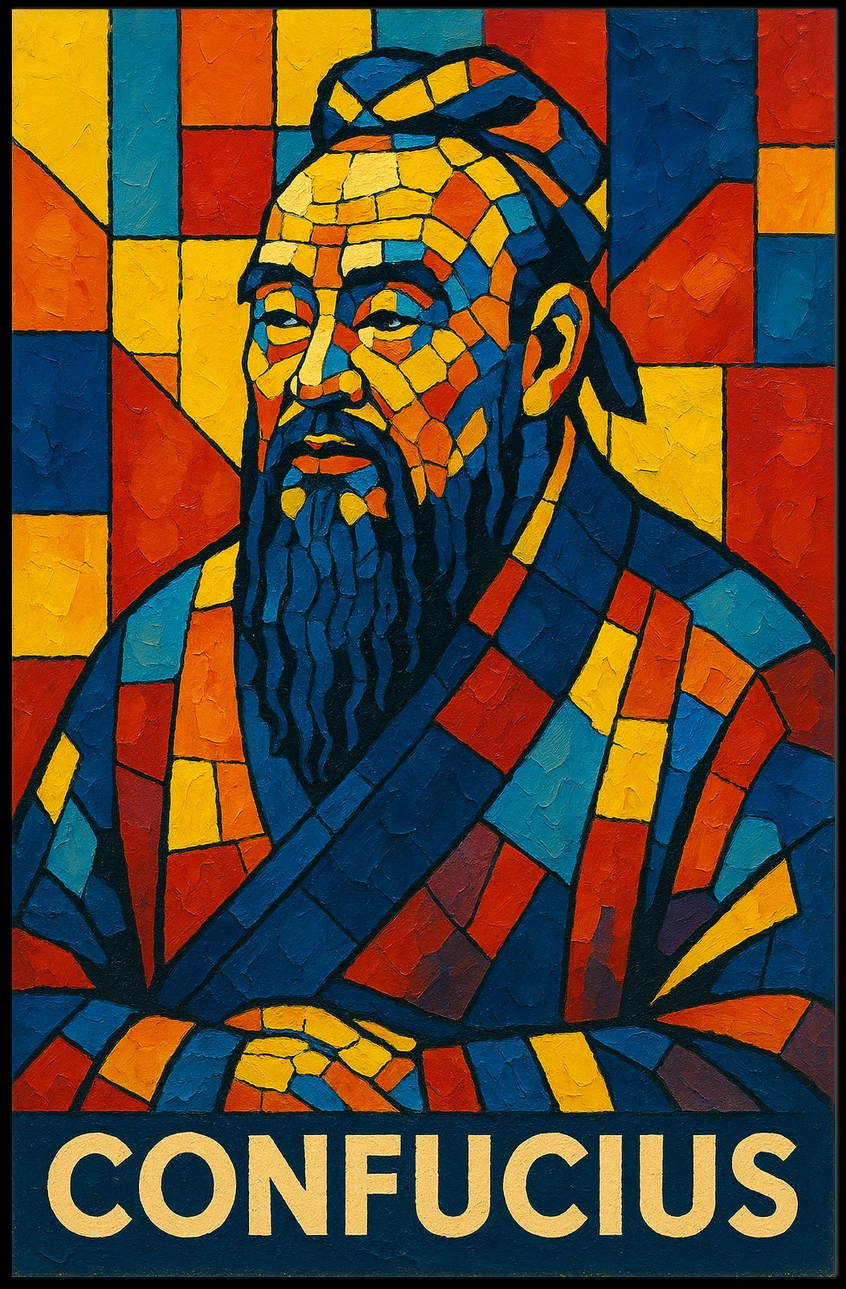 Confucius Mosaic Art Poster