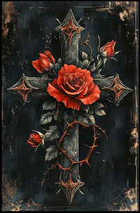 Roses And Cross Poster